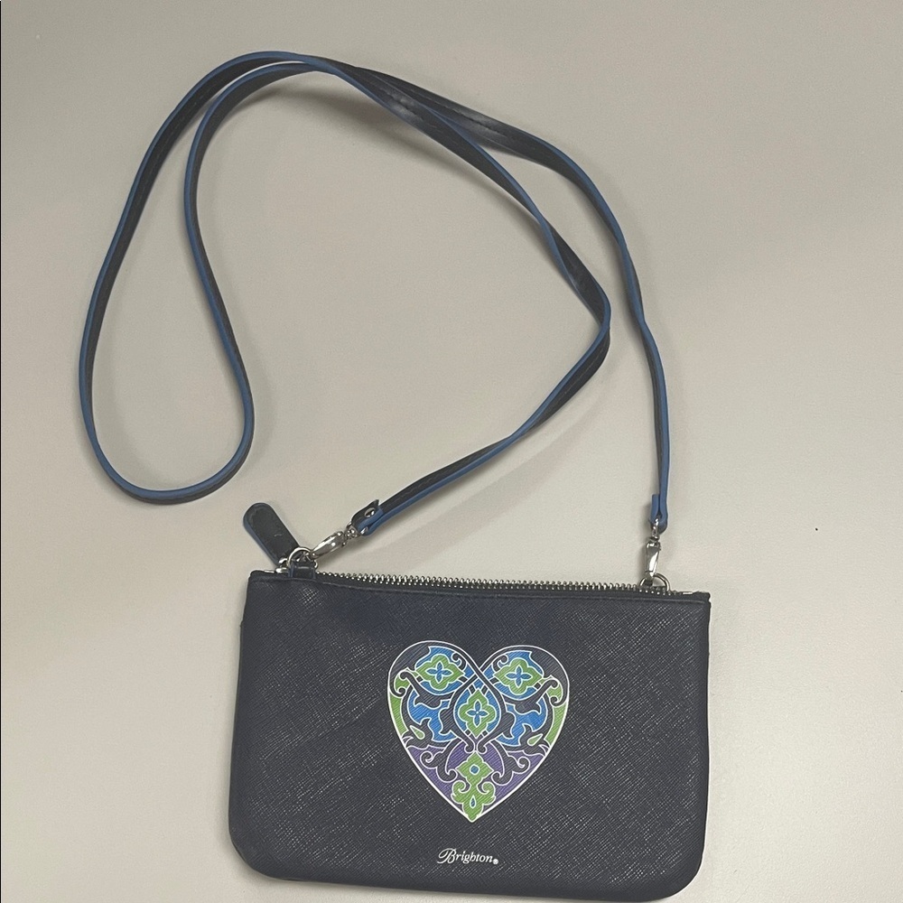 Brighton Navy Crossbody/wristlet Bag with Heart Design